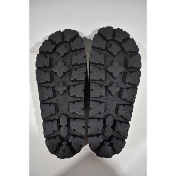 Prada Black Sequin White Logo Slide Sandal Slip On Pool Flip Flop Flat 38.5 - Picture 11 of 11